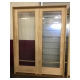 60in x 80in Interior full view pine french door.