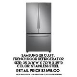 28cu.ft Samsung French Door Refrigerator