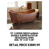 72" Copper Freestanding Double Slipper Bathtub