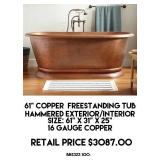 61" Copper Freestanding Tub