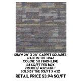 Shaw 24" X 24" Carpet Squares x 432 sq ft