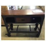 Industrial Metal & Wood Workbench. Display