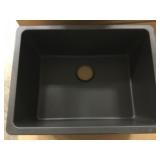 24" Single Bowl Quartz Classic Black Sink