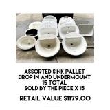 Assorted Drop In & undermount Sinks x 15