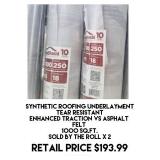 Synthetic Roofing Underlayment Roll x 2