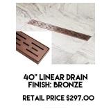 40" Linear Drain with Bronze Finish