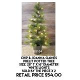 Chip & Joanna Gaines Prelit Potted Tree x 2