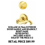 Schlage Ultima Exterior Door Handle & Deadbolt x 2