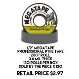 1/2" Megatape Professional PTFE Tape Roll x 120