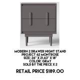 Modern 2 Drawer Night Stand x 2