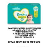 Mix Pampers Swaddlers Sensitive Diapers x 8 packs