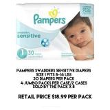 Pampers Swaddlers Sensitive Diapers x 8 packs