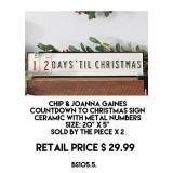 Ceramic Countdown to Christmas Sign x 2