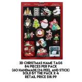 3D Christmas Name Tag Pack x 4