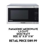 1.3cu ft Panasonic Microwave