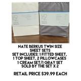 Nate Berkus Twin Size Sheet Set x 2