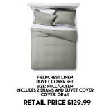 Fieldcrest Linen Full/Queen Duvet Cover Set