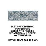 26.2" x 96" Centenno Runner Rug x 2
