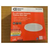 8" color changing trimless disk light case x 2