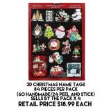 3D Christmas Name Tags x 4 packs