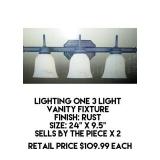 Lighting One 3 Light Vanity Fixture x 2