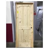 30" LH Unfinished Pine Arch Top Interior Door.