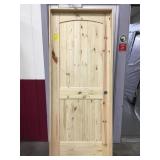 32" LH Unfinished Pine Arch Top Interior Door.