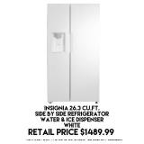 Insignia 26.3cu.ft Side by Side Refrigerator