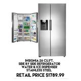 Insignia 26cu.ft Side by Side Refrigerator