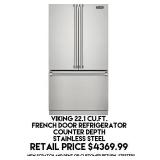 Viking 22.1cu.ft French Door Refrigerator