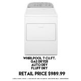 Whirlpool 7cu.ft Gas Dryer
