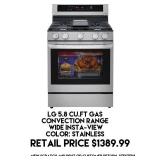 LG 5.8cu.ft Gas Convection Range