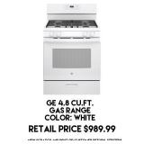 GE 4.8cu.ft Gas Range