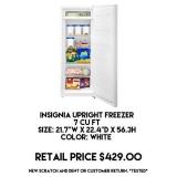 7cu.ft Insignia Upright Freezer