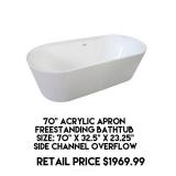 70" Acrylic Apron Freestanding Bathtub