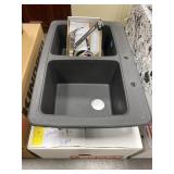 9" Franke Dbl Bowl Sink w/ Faucet & Dispenser
