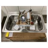 8" Double Bowl SS Kitchen Sink w/ Faucet