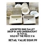 Assorted Drop In/Undermount Sinks by the piece x16