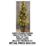 Chip & Joanna Gaines Prelit Potted Tree x 2