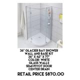 36" Glacier Bay Shower Wall & Base Kit