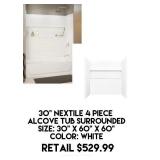 30" Nextile 4 Piece Alcove Tub Surround