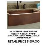 33" Copper Farmhouse Sink