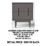 Modern 2 Drawer Night Stand x 2