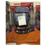 Firepower welding helmet and gloves