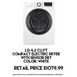 LG 4.2cu.ft Compact Electric Dryer