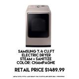Samsung 7.4cu.ft Electric Dryer