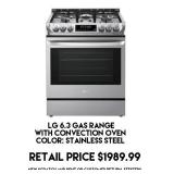 LG 6.3cu.ft Gas Range w/Convection Oven
