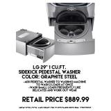 LG 29" 1cu.ft Sidekick Pedestal Washer
