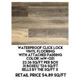 Waterproof Click Lock Vinyl Flooring w/Pad x 724