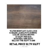 Water Resistant Laminate Flooring x 1288 sq ft